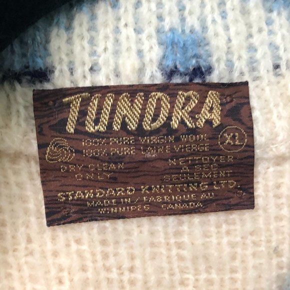 Vintage Tundra 100% Pure Virgin Wool Nordic Knit Full Zip Sweater - Picture 4 of 6